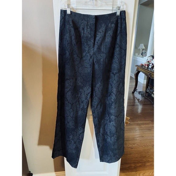 Coldwater Creek Women’s Black Jacard Wide Leg Pants Size 8 - Picture 1 of 5